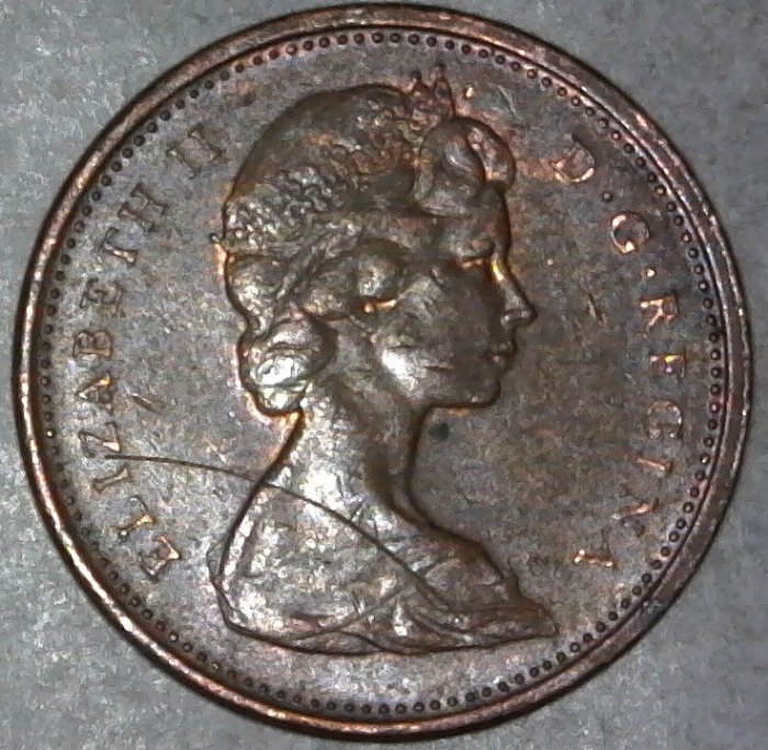 1968-Canadian-Cent-Struck-Through-Found-CRH!